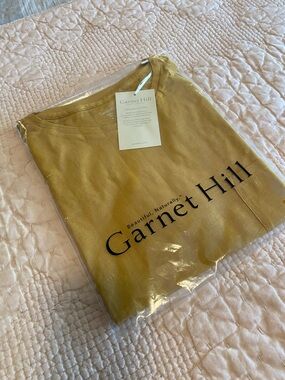 Garnet Hill Golden Mustard Short Sleeve Organic Pima Cotton Tee, Women’s Size XL